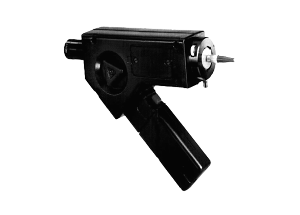 A hand-held microscope designed with BT for aligning fiber optic cables.