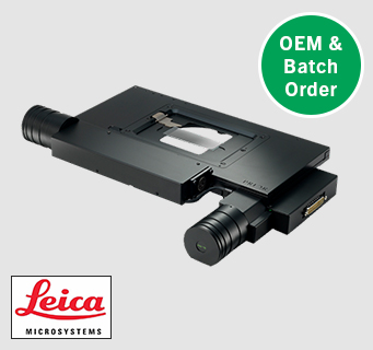 H101A stepper motor XY stage for upright microscopes with Leica logoand OEM/batch order flash.