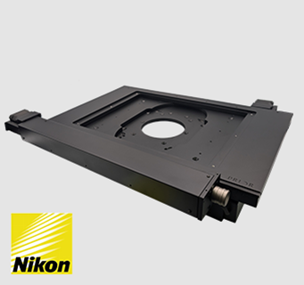 H116 heavy load 8-inch travel motorized XY stage for Nikon industrial microscopes.