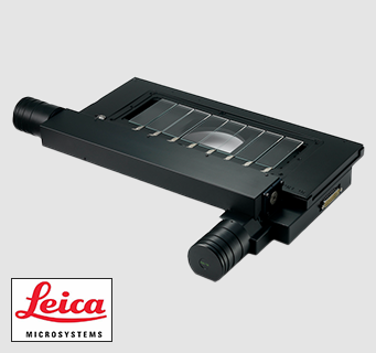 H138A motorized XY stage with 8 slide capacity for Leica upright microscopes.