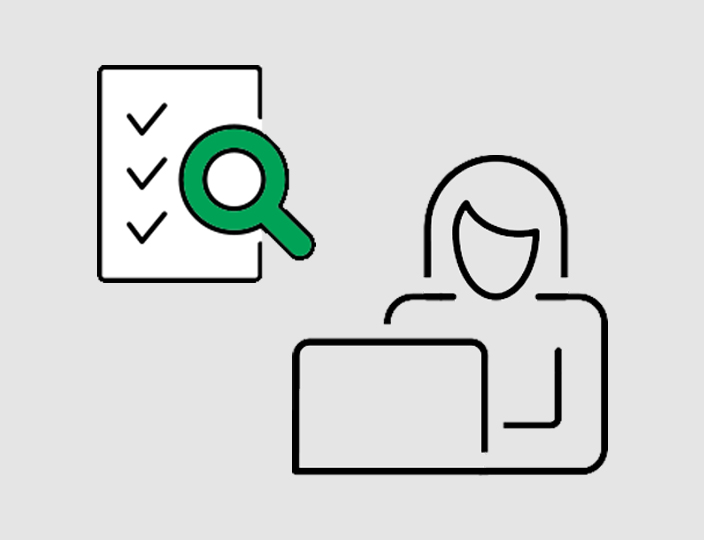 Green and white icon indicating help and installations downloads for Prior's motorized microscope components.