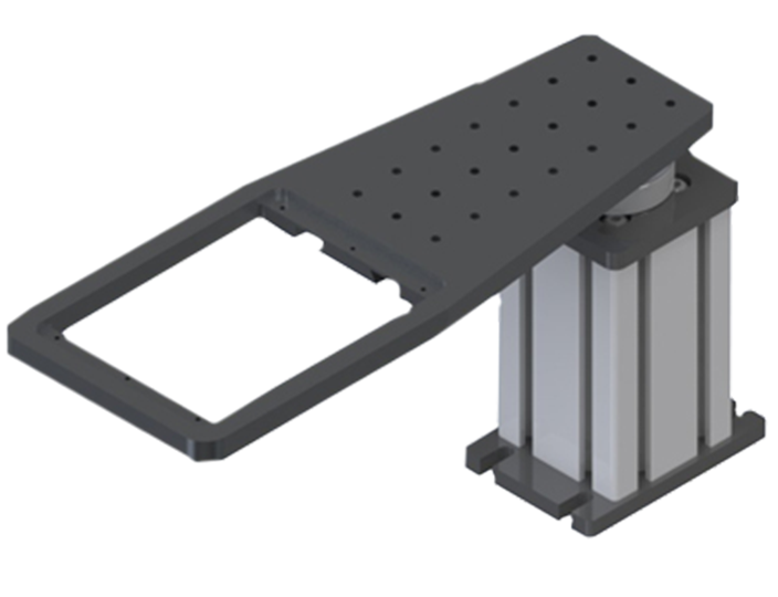 A black and grey post mount for neuroscience applications.