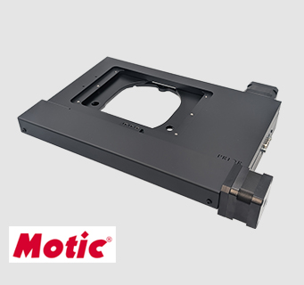OptiScan ES111 stepper motor XY stage with Motic logo.