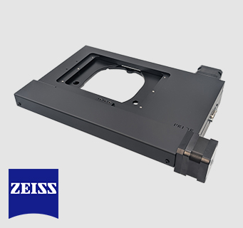OptiScan ES111 stepper motor XY stage for upright microscopes with the Zeiss logo.